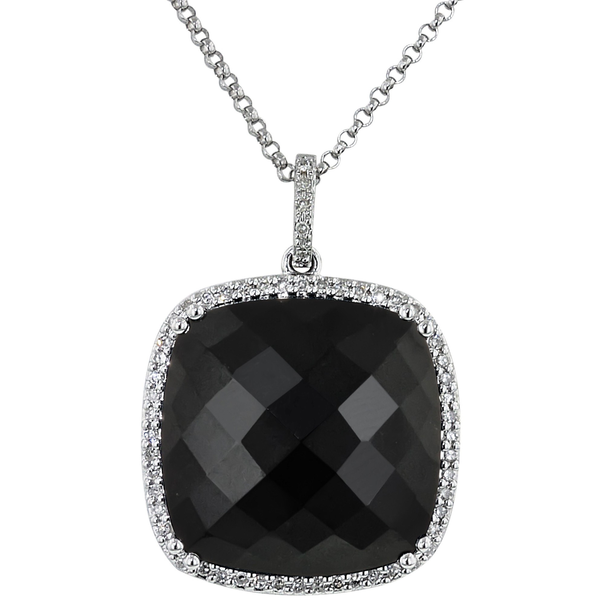 dabakarov black onyx necklace with diamonds in 14kt white gold (1/7ct tw) nydmmff