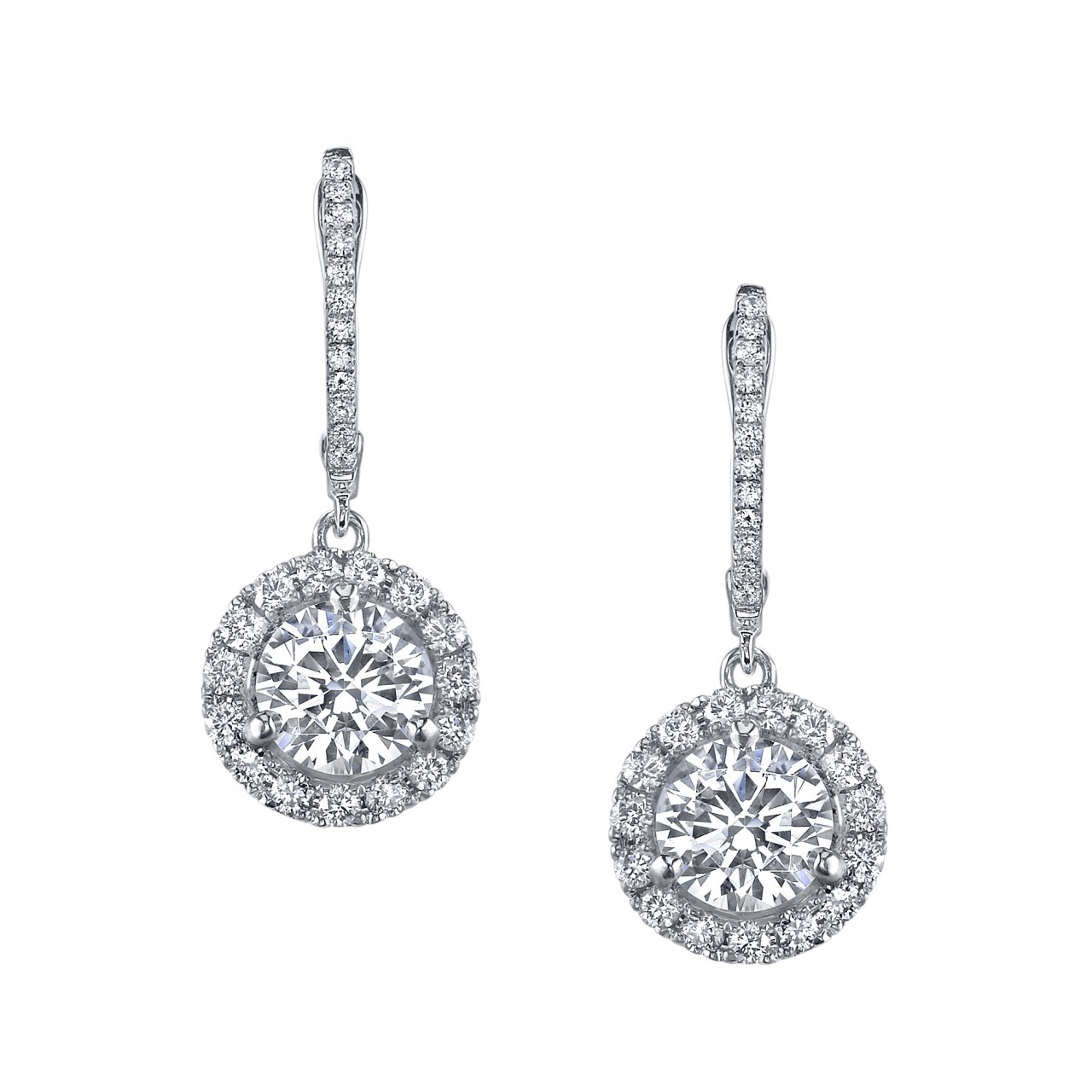 dangle earrings earrings - micropave halo dangles · shown here with 7mm hearts u0026 arrows  round cpbtjzj