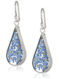 dangle earrings sterling silver pressed flower teardrop earrings kdpvith