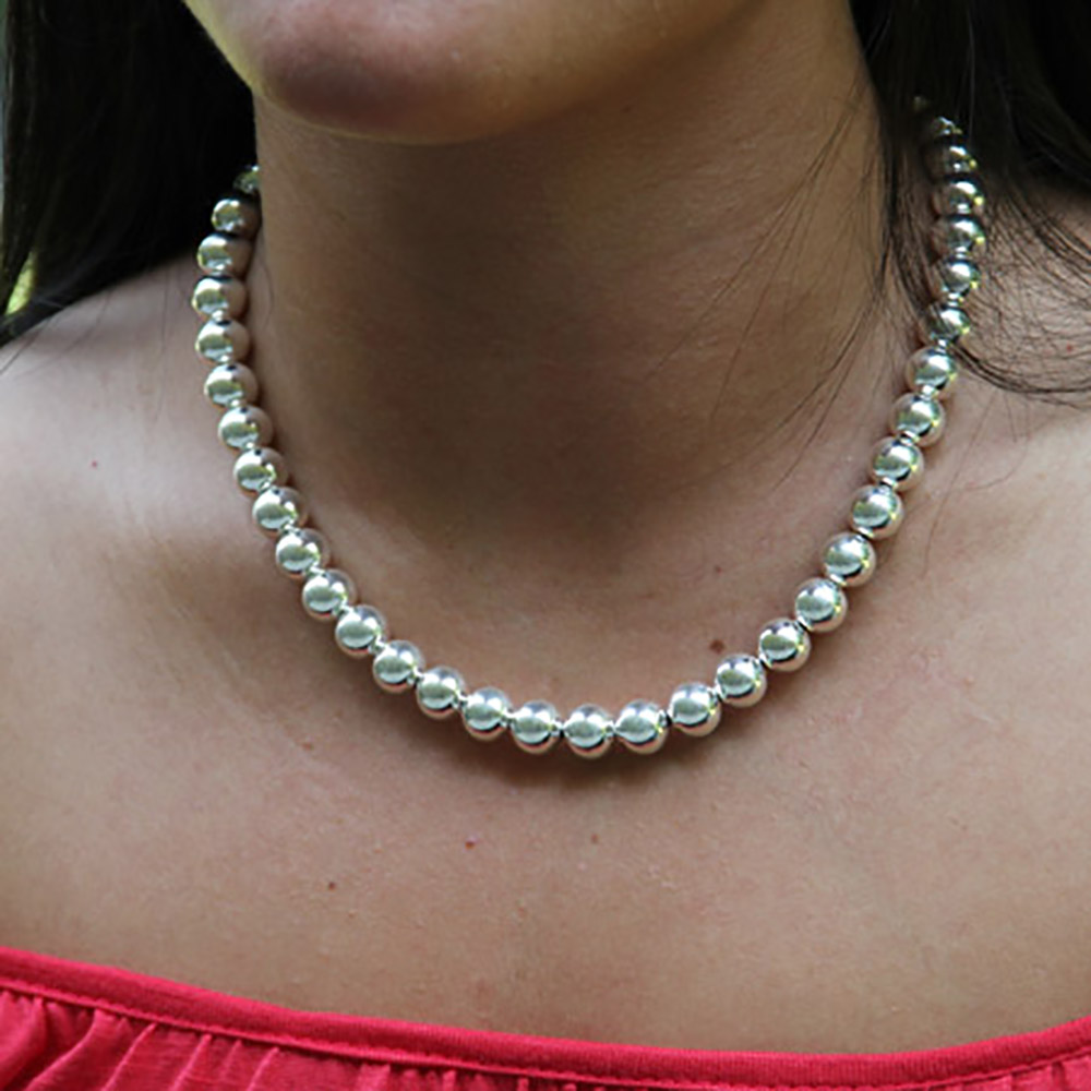 designer style 10mm sterling silver bead necklace. $199. designer style  10mm sterling silver bead ubnajig