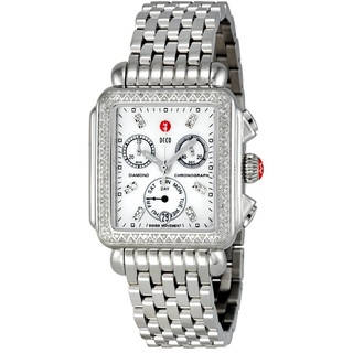 designer watches for women michele womenu0027s mww06p000099 u0027decou0027 chronograph diamond silver stainless ... sbpldre