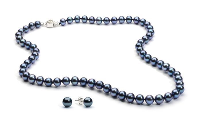 dewu0027s deals: black pearl necklace and earrings RCYFBND