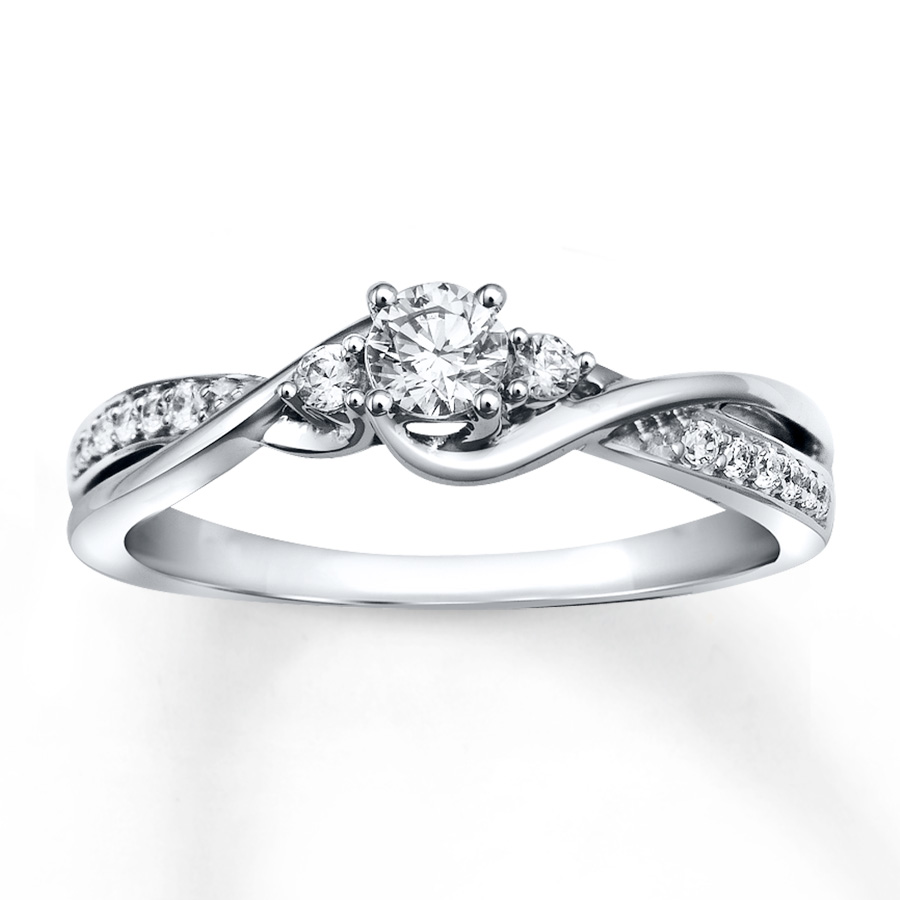 diamond wedding rings diamond engagement ring 1/3 ct tw round-cut 10k white gold pcuwhrd