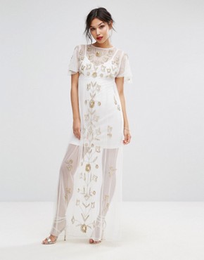 dress for wedding guest boohoo embroidered mesh overlay maxi dress lgikcic