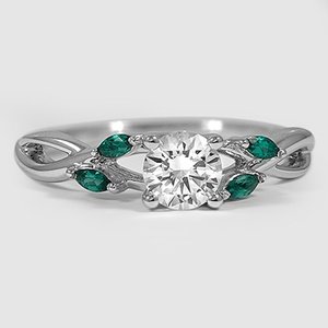 emerald engagement rings 18k white gold willow ring with lab emerald accents znphsgb
