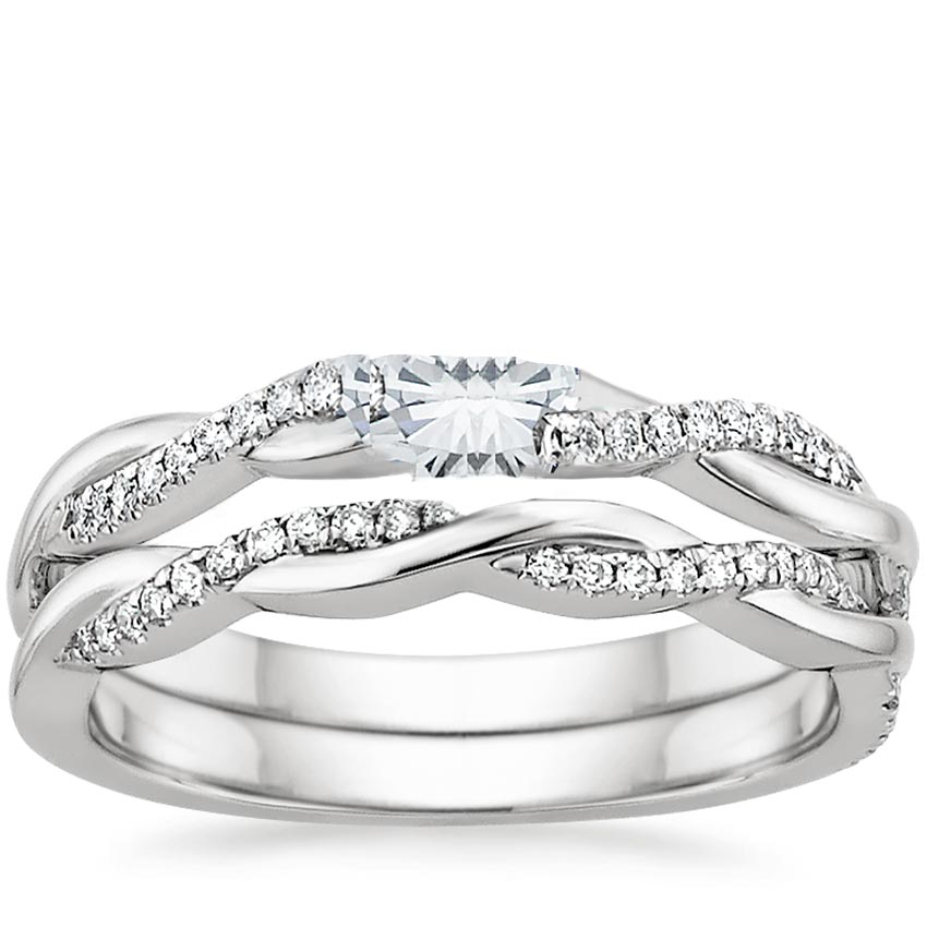 engagement ring sets 18k white gold. petite twisted vine diamond bridal set ... stgjyph