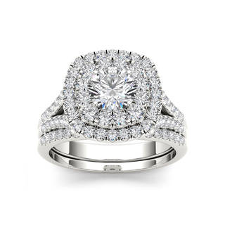 engagement ring sets de couer 14k gold 2ct tdw double halo bridal set hkiprrz