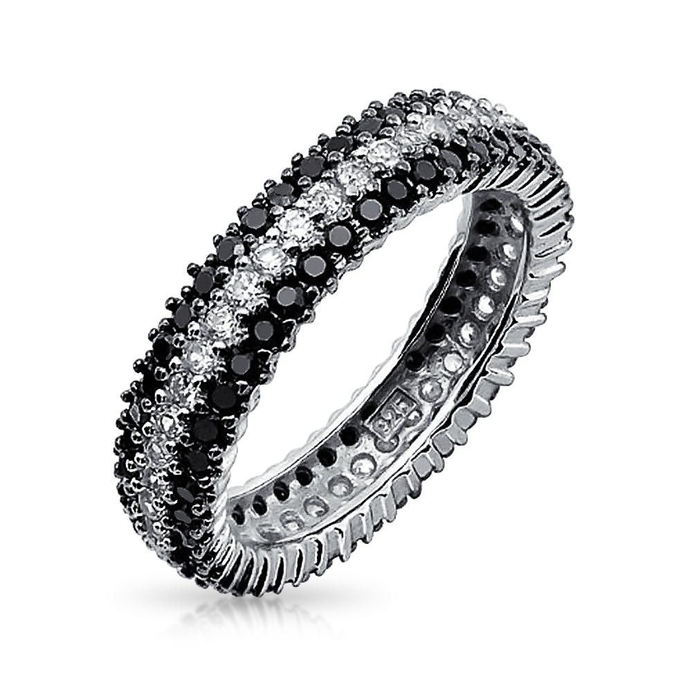 eternity ring bling jewelry 925 sterling silver round cubic zirconia black white eternity  ring lgylldb