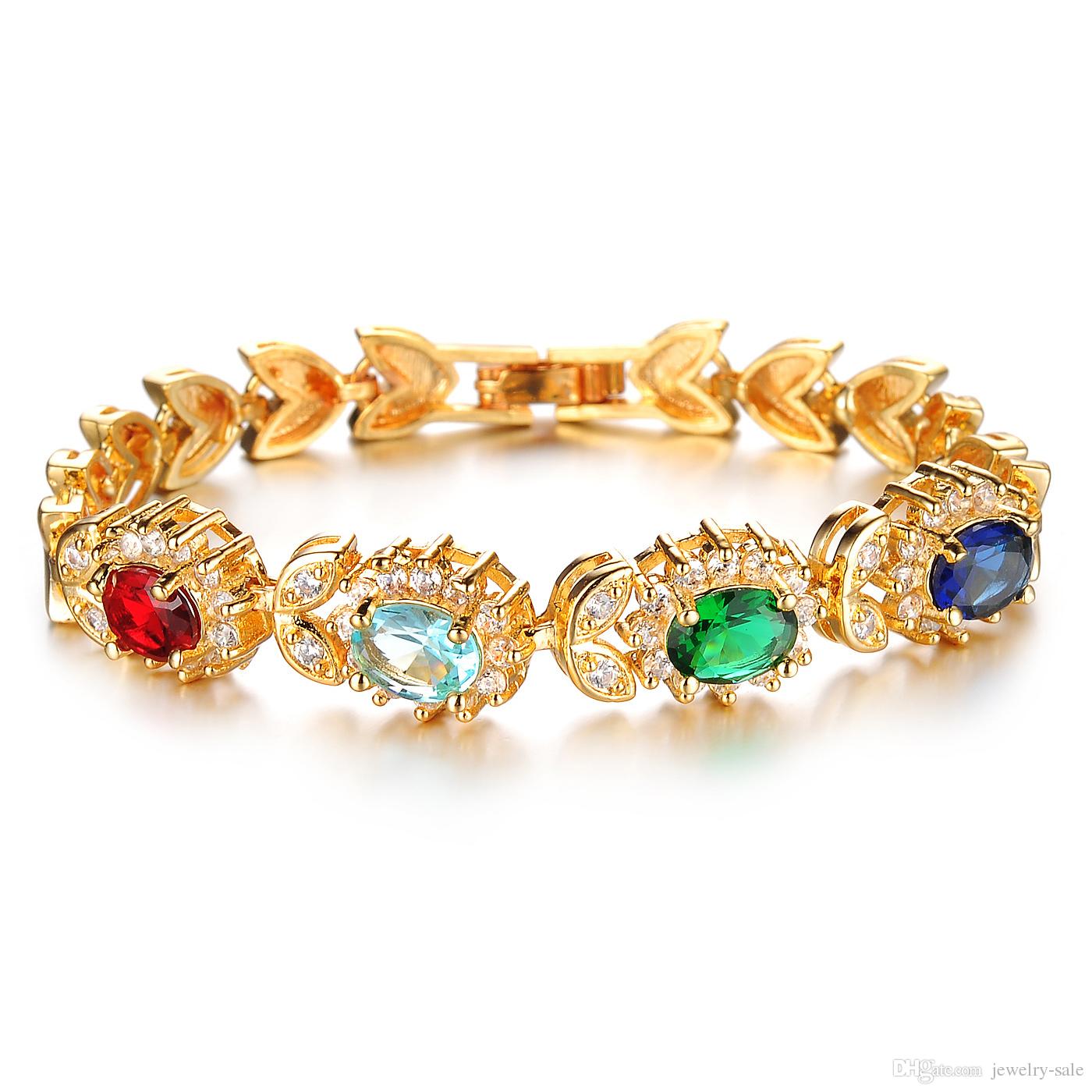 fashion 18k yellow gold bracelets for women wedding bracelet with cz zircon  crystal 439 fethjqq