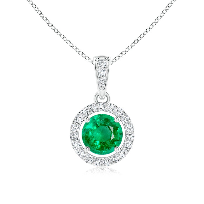 floating round emerald necklace with diamond halo yfcqvmi