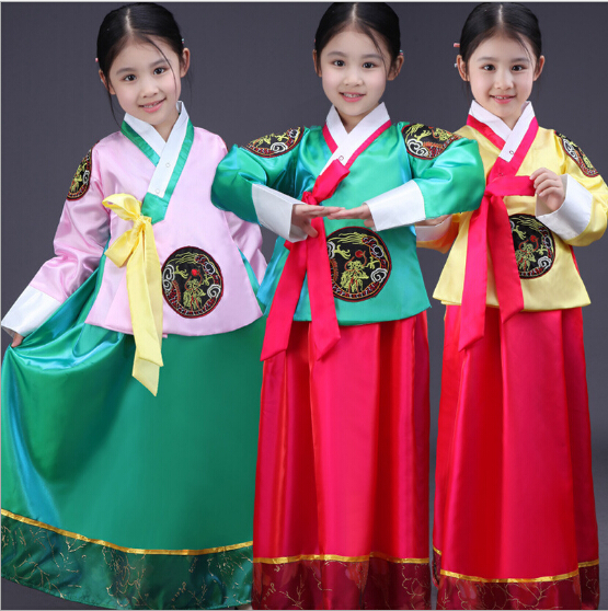 free shipping girl traditional korean clothing children hanbok long sleeve  formal korea dress dance rtmkury