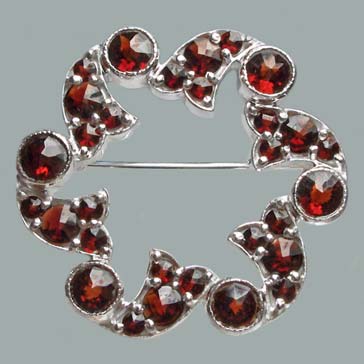garnet jewelry bohemian garnet elegant brooch item number: sb-415 - sterling silver 925.  size: 1 1/8 usjkabn