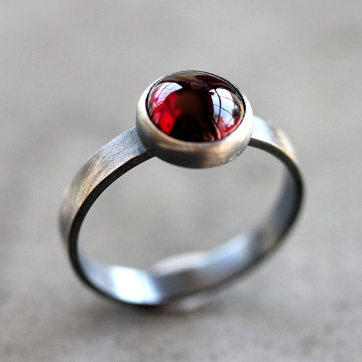 garnet rings garnet ring, black cherry red garnet gemstone roughed up sterling silver  ring january birthstone tixlujs