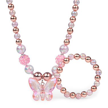 girls jewelry girls pink butterfly beaded necklace and bracelet set xsyxsfp