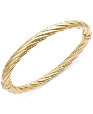 gold bangle bracelet twist hinge bangle bracelet in italian 14k gold, rose gold or white gold wvuneel