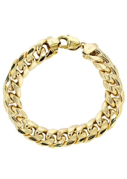 gold bracelets hollow mens miami cuban link bracelet 10k yellow gold - frostnyc xvmmdxu