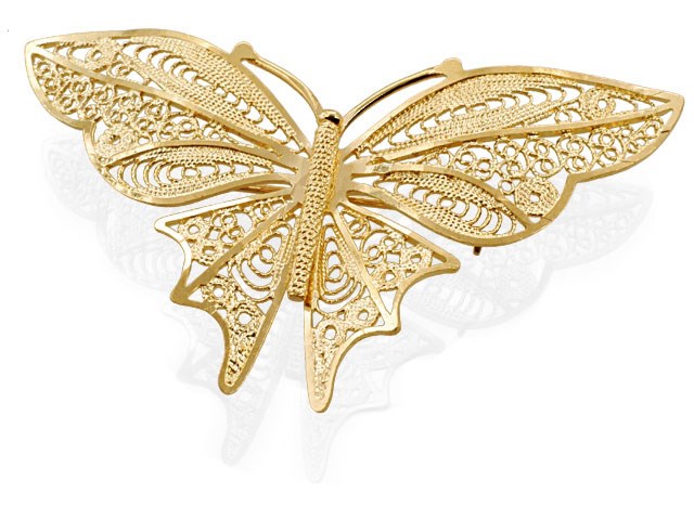 gold brooch 9ct gold filigree butterfly brooch - g9177 tzgdhcs