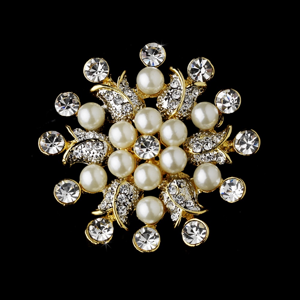 gold brooch elegant vintage crystal bridal pin for hair or gown brooch 30 gold trzjxwu