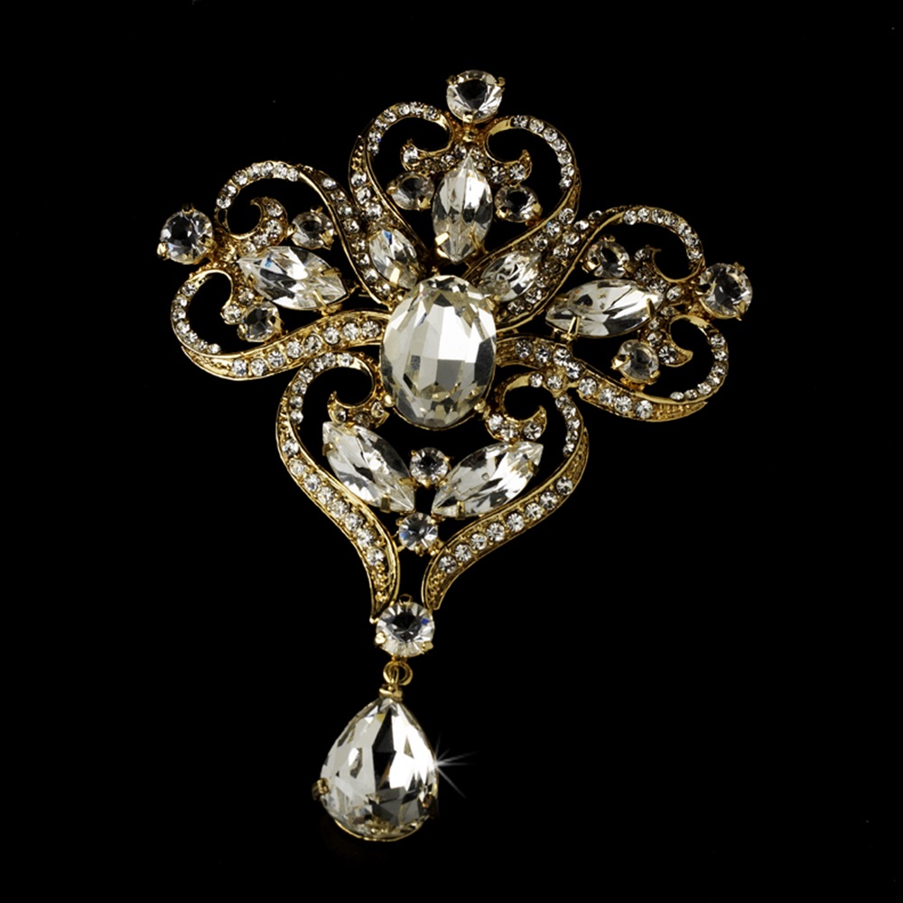 gold brooch majestic gold dynasty bridal rhinestone brooch pin - brooch 44 smfyqzx