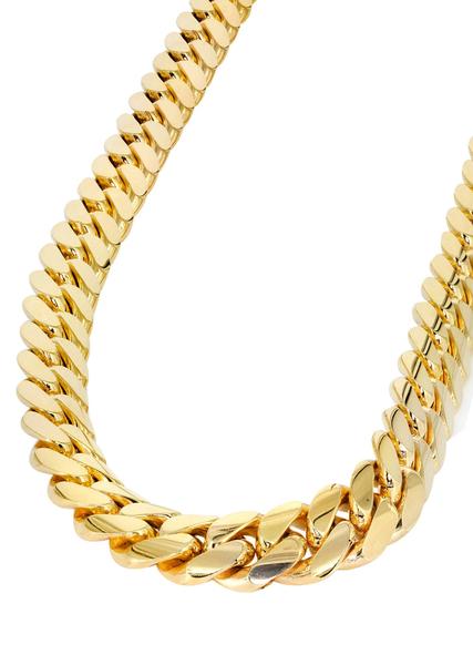 gold chain necklace solid mens miami cuban link chain 10k yellow gold - frostnyc bbnauwx