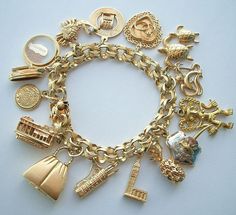 gold charms for bracelets stunning 74.2g 14k gold charm bracelet diamond ruby amazing! ehtbxdy