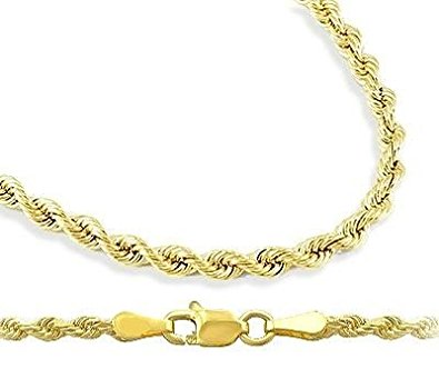 gold necklace for women mens womens 14k yellow gold necklace hollow rope chain 1.5mm , 16 inch nriyexh