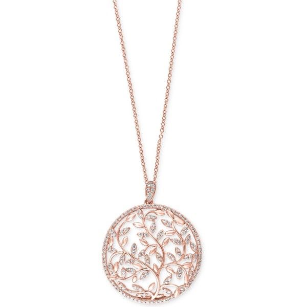gold pendant necklace effy diamond vine pendant necklace (9/10 ct. t.w.) in 14k rose aioneye