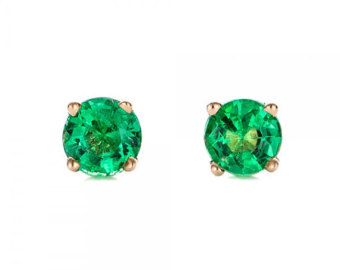 green earrings 0.50 ct carat emerald stud earrings -green emerald-handmade emerald stud  earrings-14 dxgnwik
