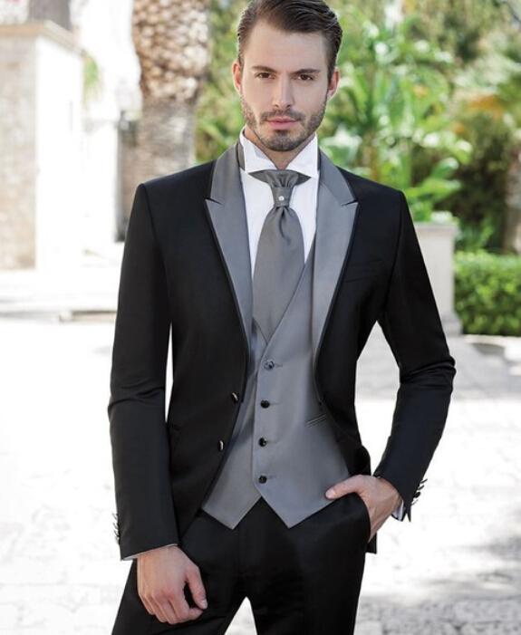 grooms suits 2017 latest coat pant designs black and gray groom tuxedos 3 piece wedding  prom elxjfwa