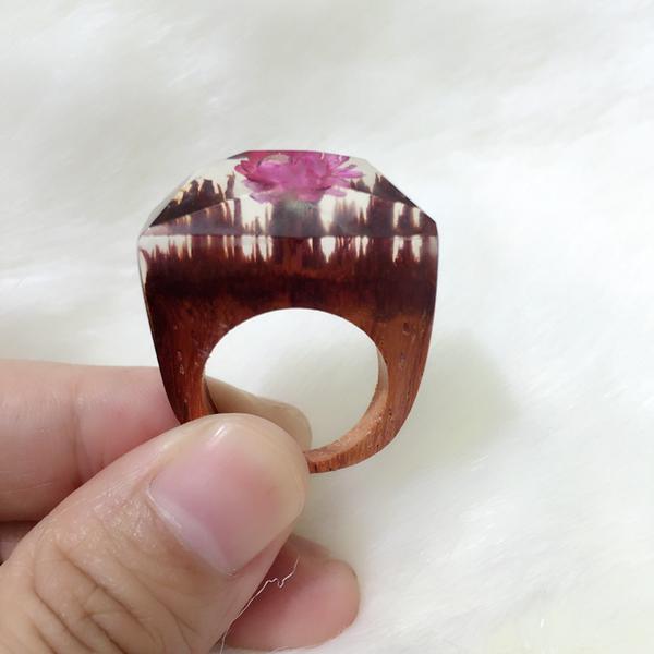 handmade rings blosson pink flower wooden handmade ring odatjha