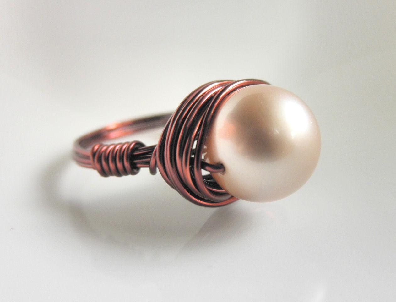 handmade rings on handmade rings to order swarovski pearl brown wire bronze xxdzaen