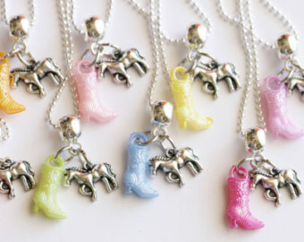 horse necklace, cowgirl necklace with boot, kids jewelry, girl gift,  birthday party blqabjw