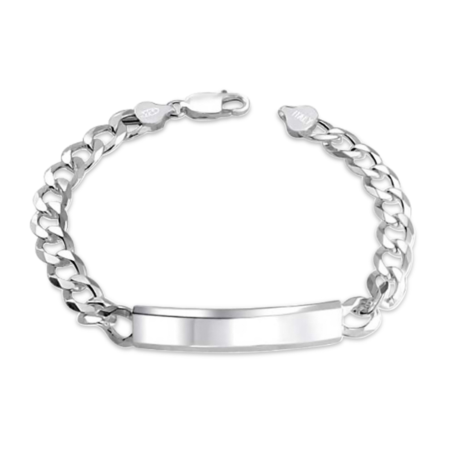 id bracelets bling jewelry 925 sterling italy curb chain link 180 gauge mens id bracelet blcqryp