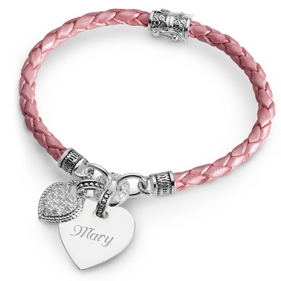 in my heart bracelet collection - pink braided leather awzmzjg