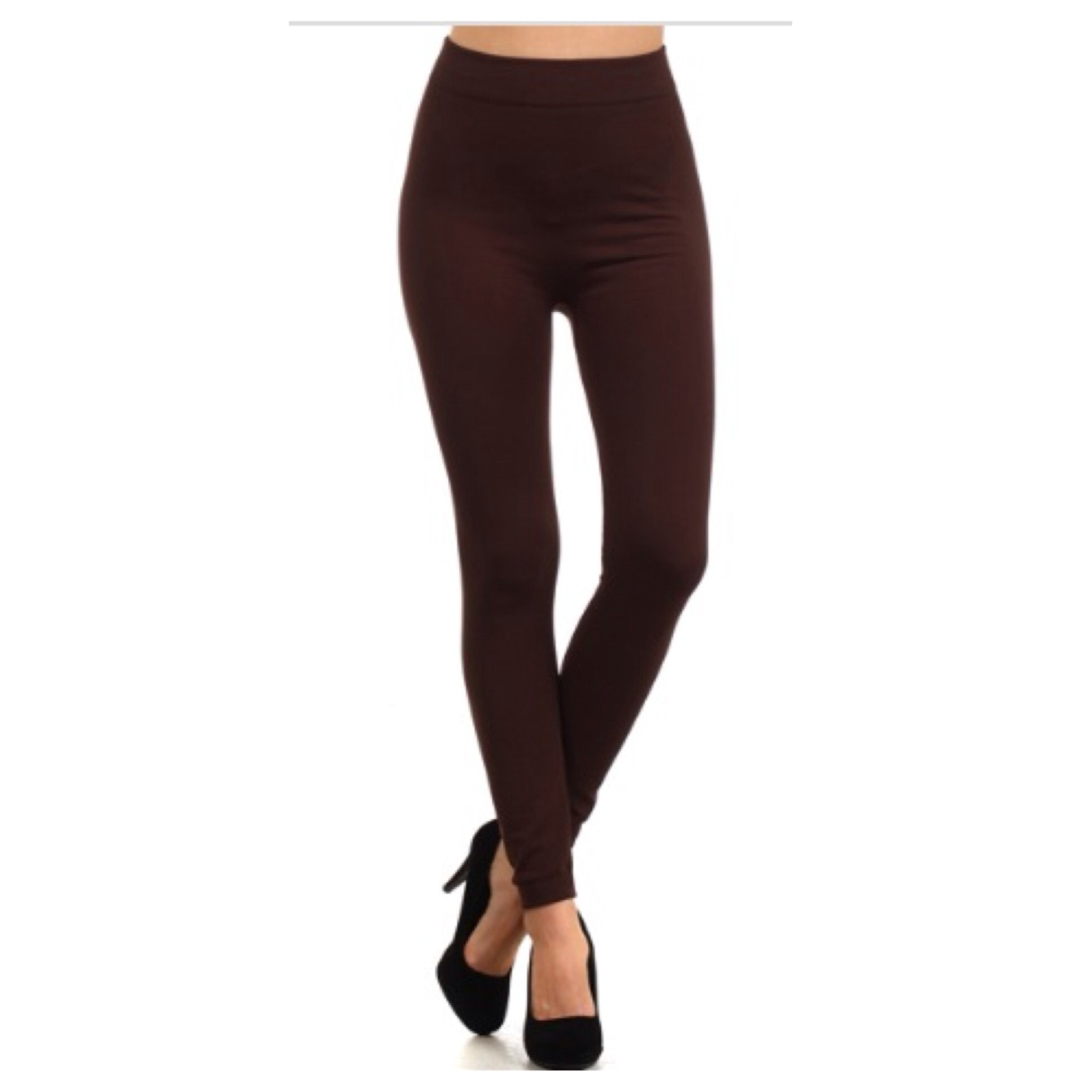 in style fleece lined solid coffee brown leggings ocsznuh