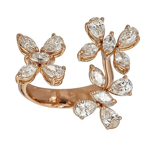 italian jewelry this exquisite 18kt rose gold ring features 2.79cts of sparkling marquise  and pear shaped tsmrpsv