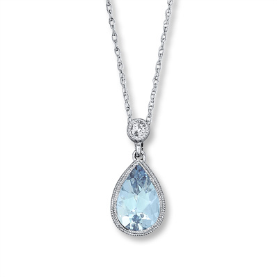 jared - aquamarine necklace diamond accent 10k white gold JENMTQO