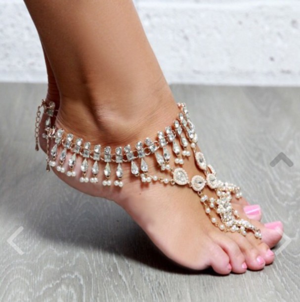 jewels barefoot sandals ankle jewelry WKPGOLE