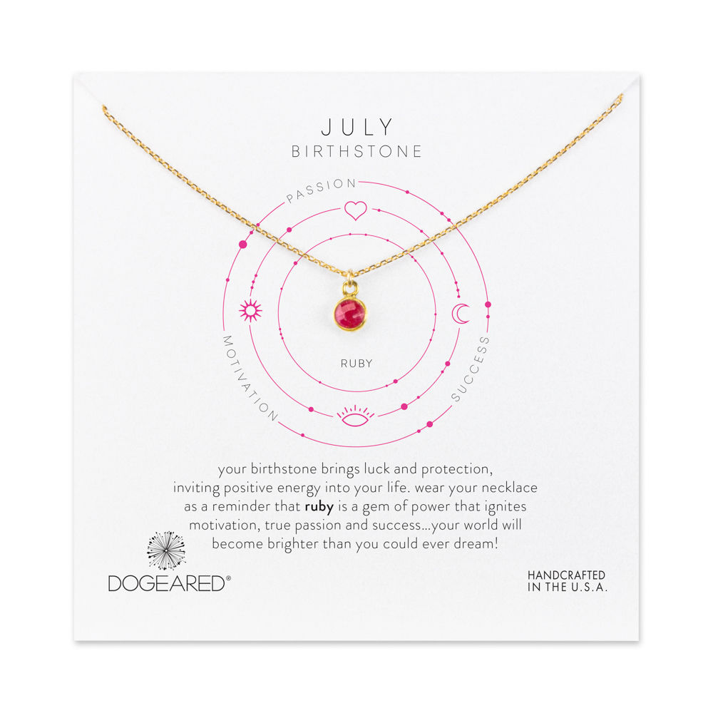july ruby gem birthstone necklace, gold dipped YDPZJHD