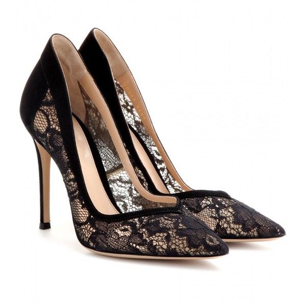 lace heels gianvito rossi lace and suede pumps found on polyvore vnltjev