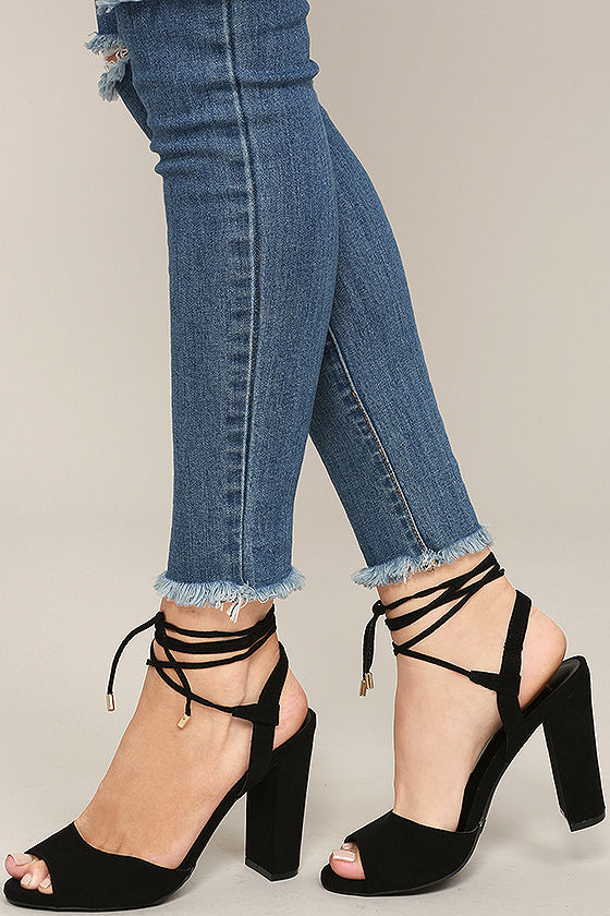 lace heels stylish black heels - lace-up heels - high heels sandals - $25.00 ktvjbpa