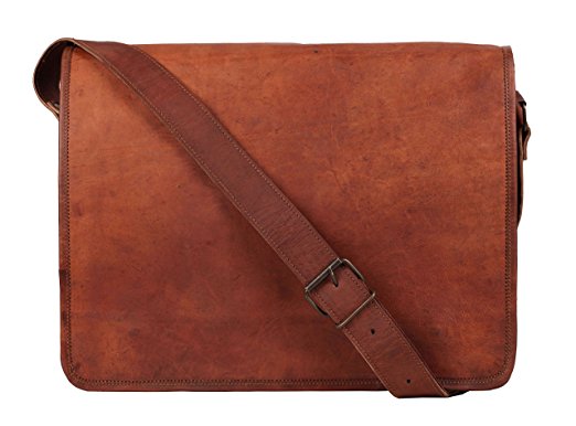 leather bags for men 15 inch leather vintage rustic crossbody messenger courier satchel bag gift  men women ~ yasgxfp