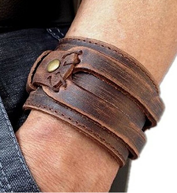 leather cuff bracelet amazon.com: brown leather menu0027s cuff bracelet: jewelry hkqmsbn