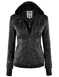 leather jackets women mbj womens faux leather motorcycle jacket with hoodie gwxjeby