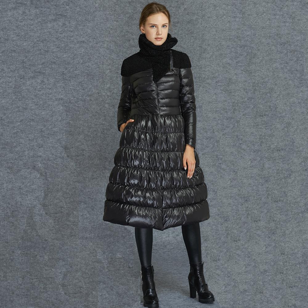 long puffer coat aliexpress.com : buy black women skirt jacket no collar duck down coat full  skirt rkaslbe
