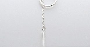 long silver necklace sterling silver - 15.5mm circle - 37mm long bar - spring ring clasp vrklzxf