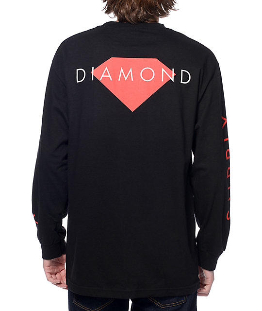 long sleeve shirts diamond supply co solid black long sleeve t-shirt ohhrbqm