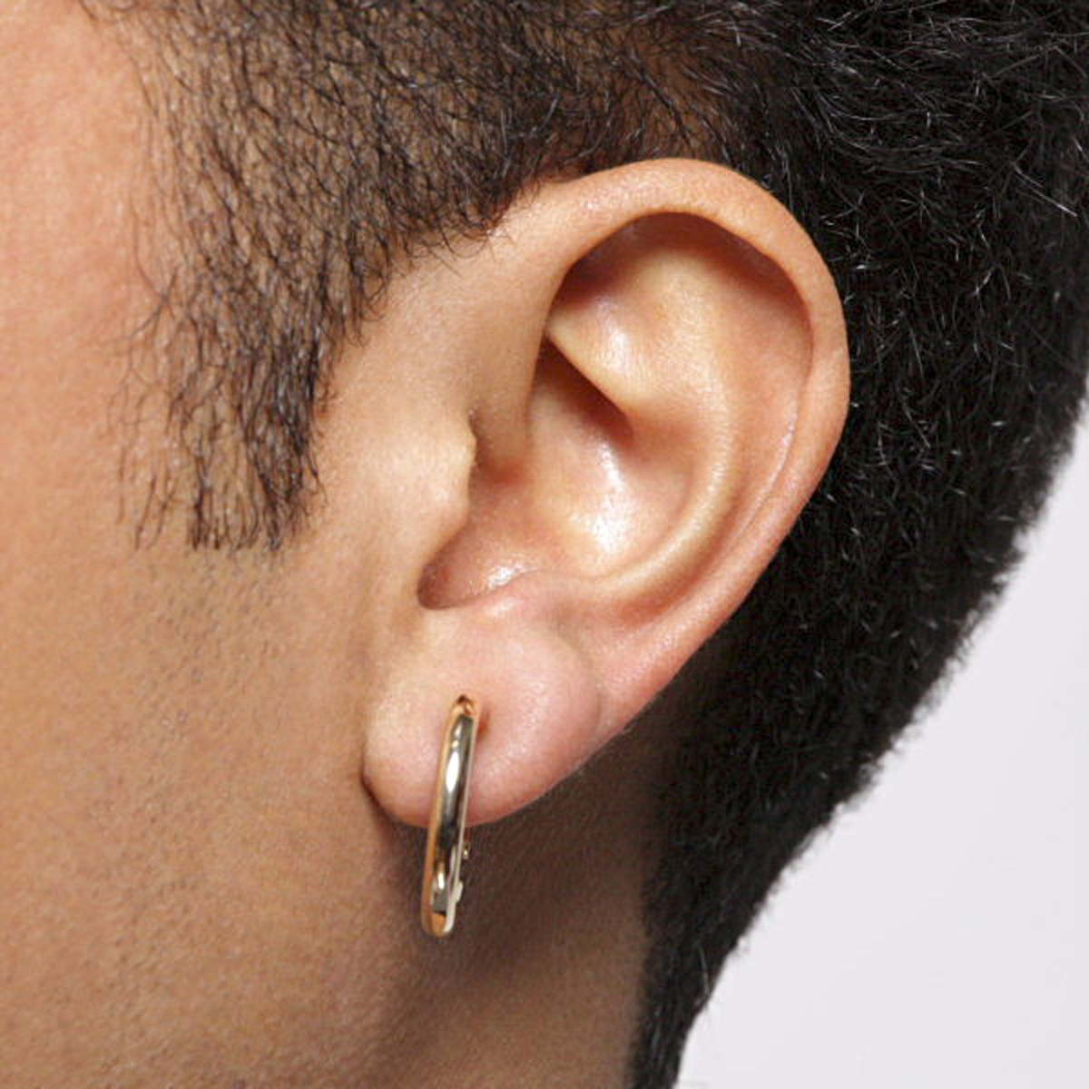 men earrings menu0027s single goldtone hoop clip on earring odwqere