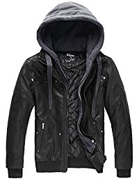 men jackets wantdo menu0027s faux leather jacket with removable hood eowaurh