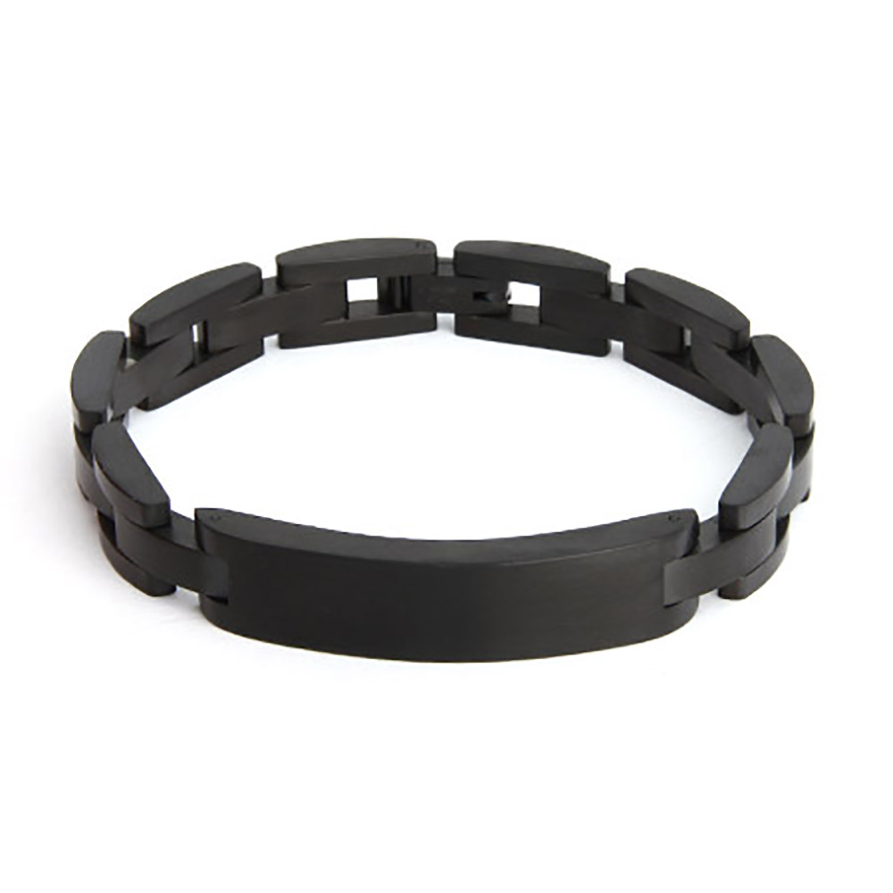 mens bracelets menu0027s black plated engraved id bracelet uqfwrfz